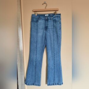 Kensie The Savannah High Rise Flare Blue Women's Jeans Seamed 70s Retro